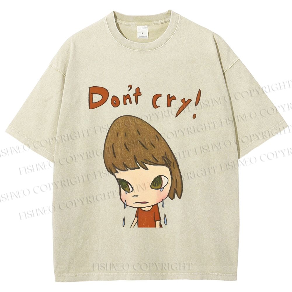 Unisex Japanese Art Yoshitomo Nara Don't Cry Printed Washed Tee