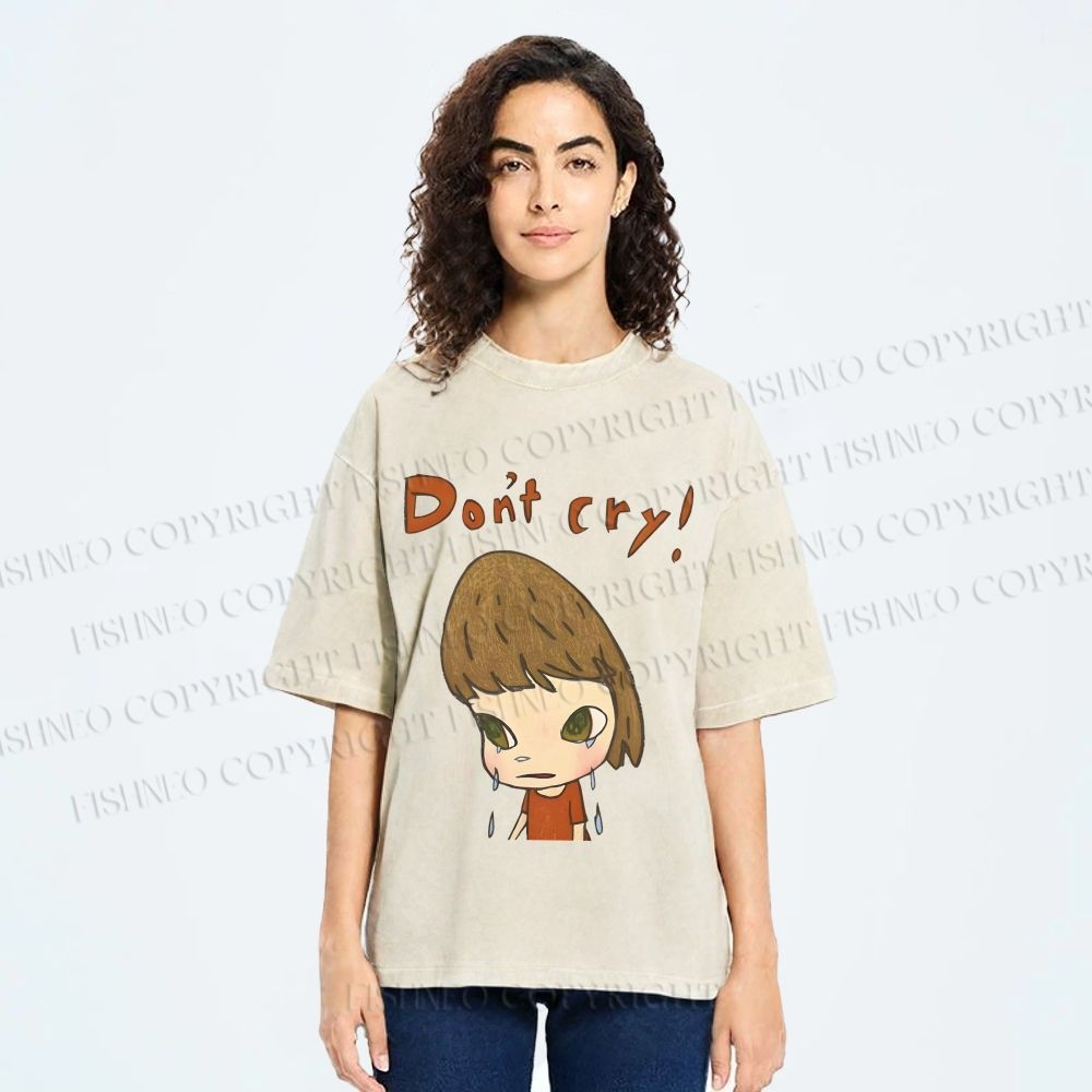 Unisex Japanese Art Yoshitomo Nara Don't Cry Printed Washed Tee