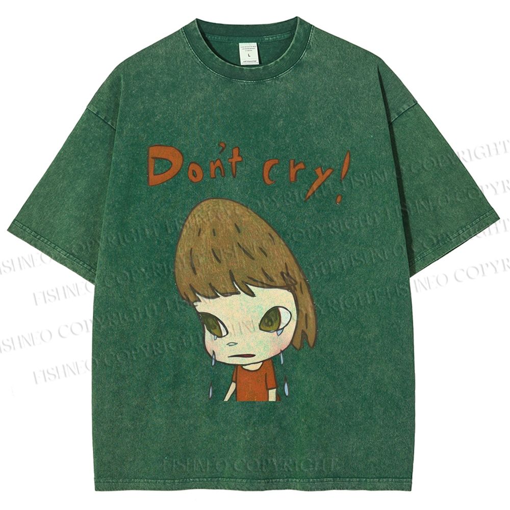 Unisex Japanese Art Yoshitomo Nara Don't Cry Printed Washed Tee