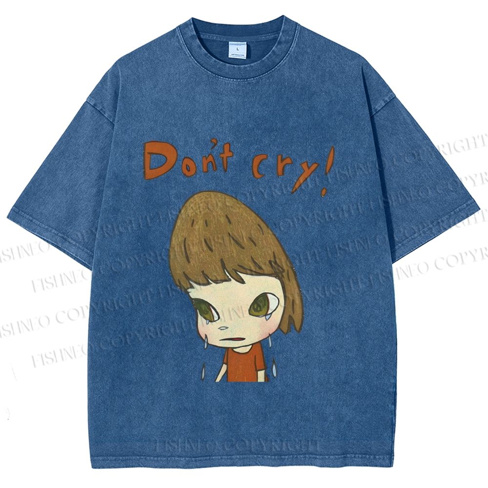 Unisex Japanese Art Yoshitomo Nara Don't Cry Printed Washed Tee