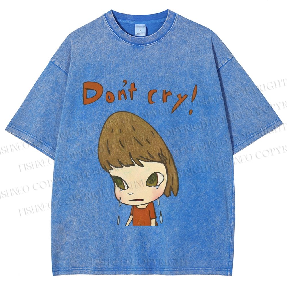Unisex Japanese Art Yoshitomo Nara Don't Cry Printed Washed Tee