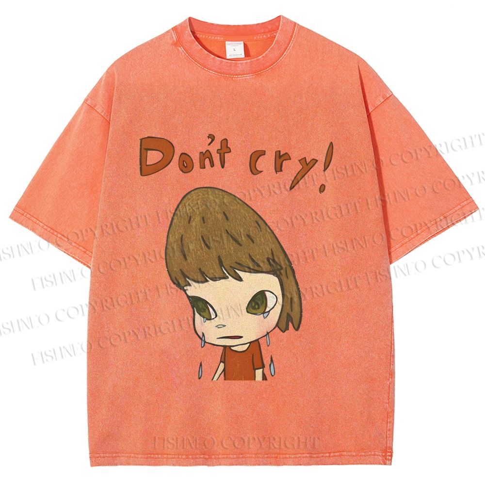 Unisex Japanese Art Yoshitomo Nara Don't Cry Printed Washed Tee