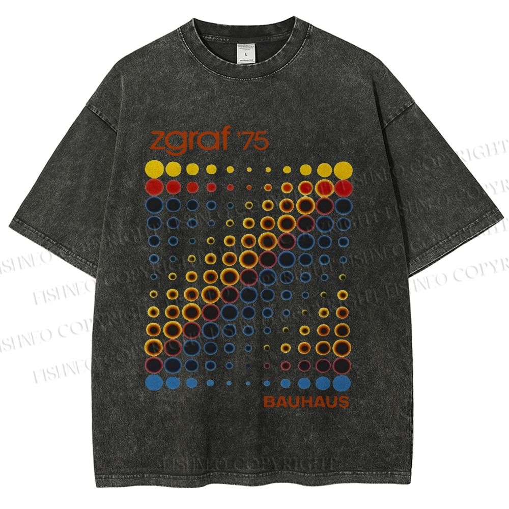 Unisex Bauhaus Design Printed Washed Tee