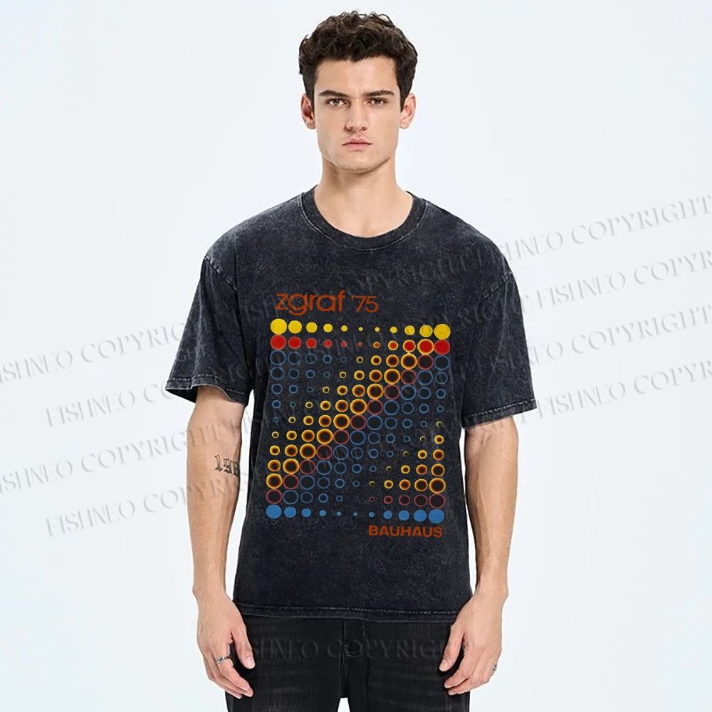 Unisex Bauhaus Design Printed Washed Tee