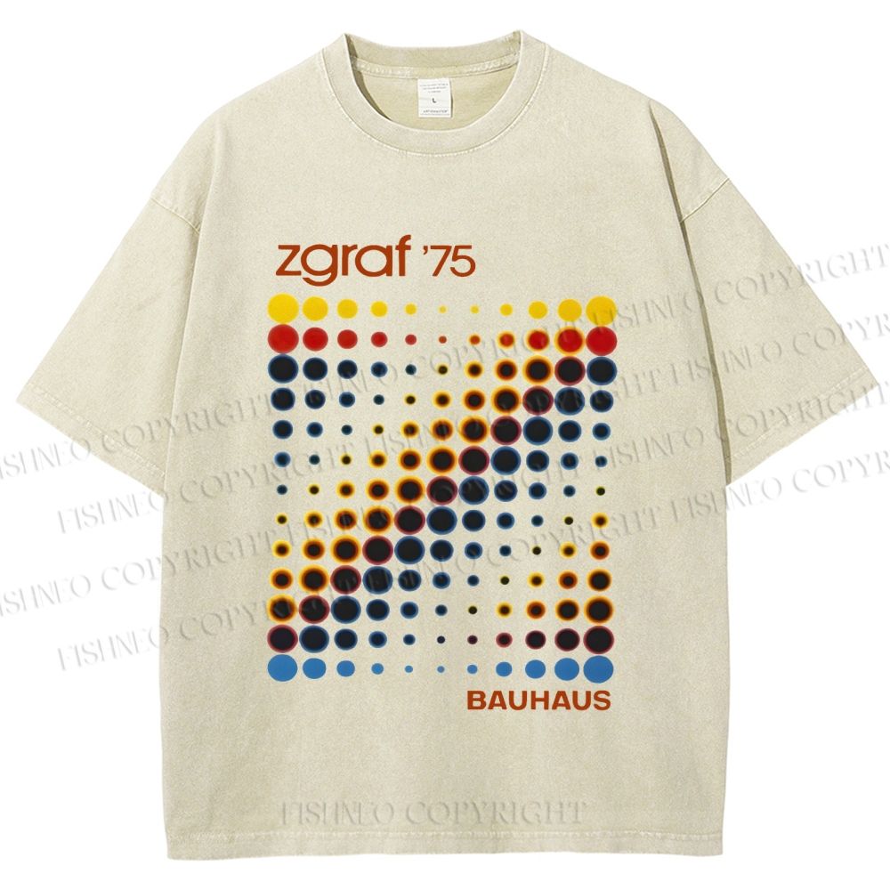 Unisex Bauhaus Design Printed Washed Tee