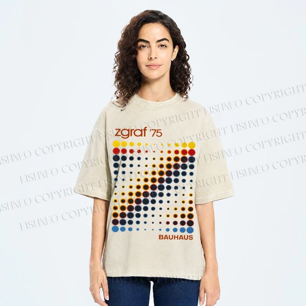 Unisex Bauhaus Design Printed Washed Tee