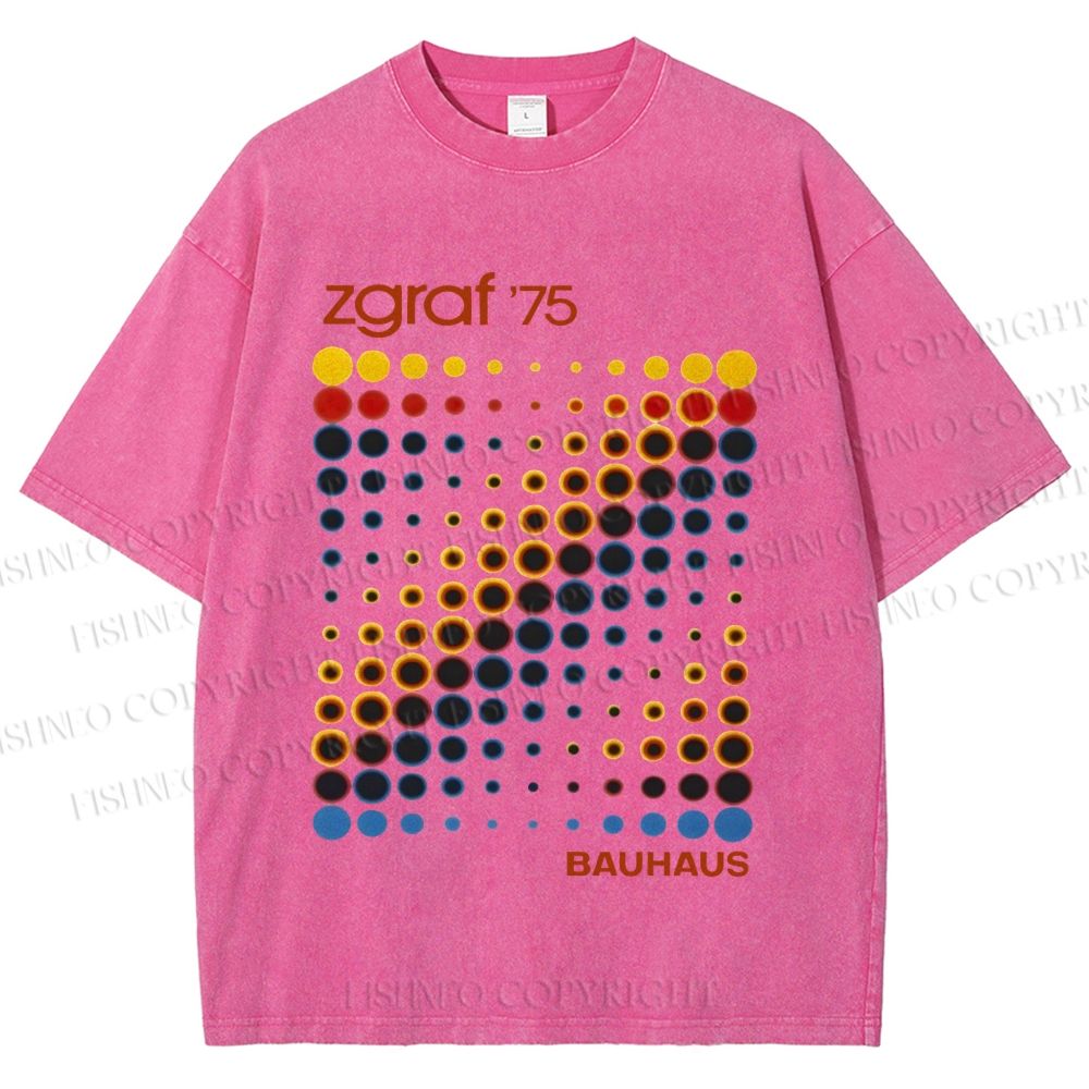 Unisex Bauhaus Design Printed Washed Tee