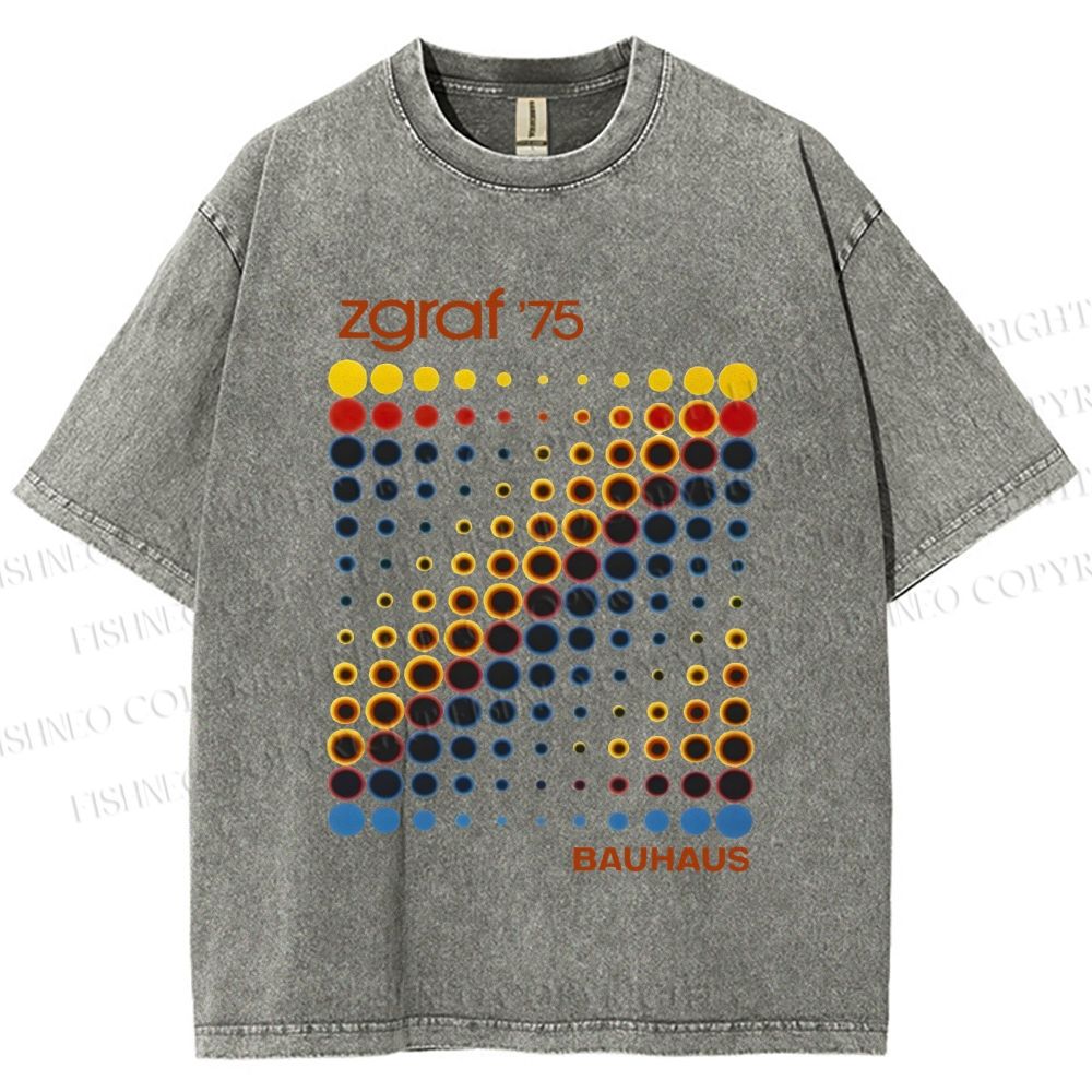 Unisex Bauhaus Design Printed Washed Tee