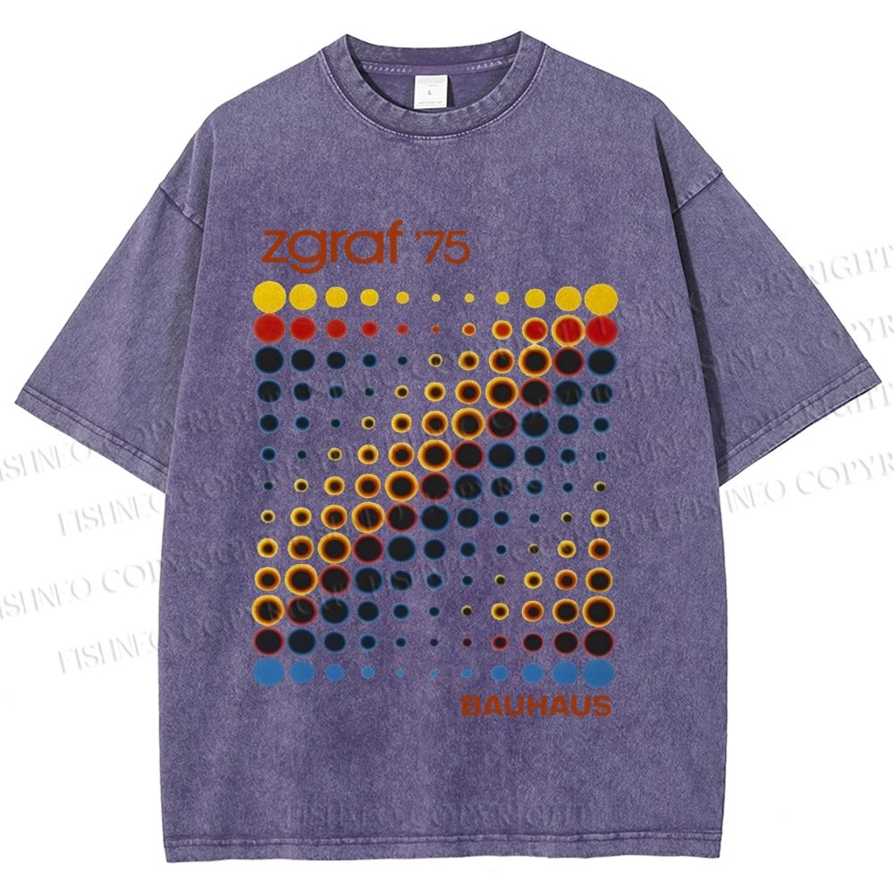 Unisex Bauhaus Design Printed Washed Tee