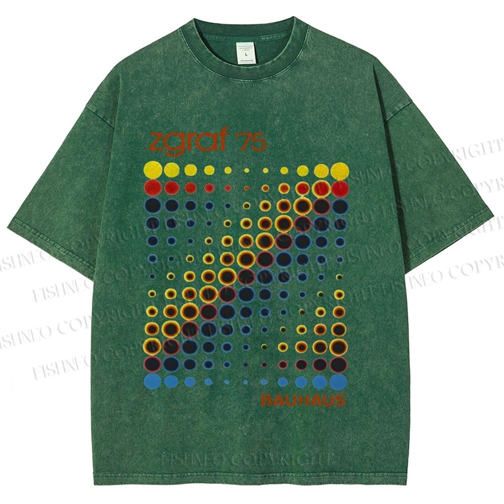 Unisex Bauhaus Design Printed Washed Tee