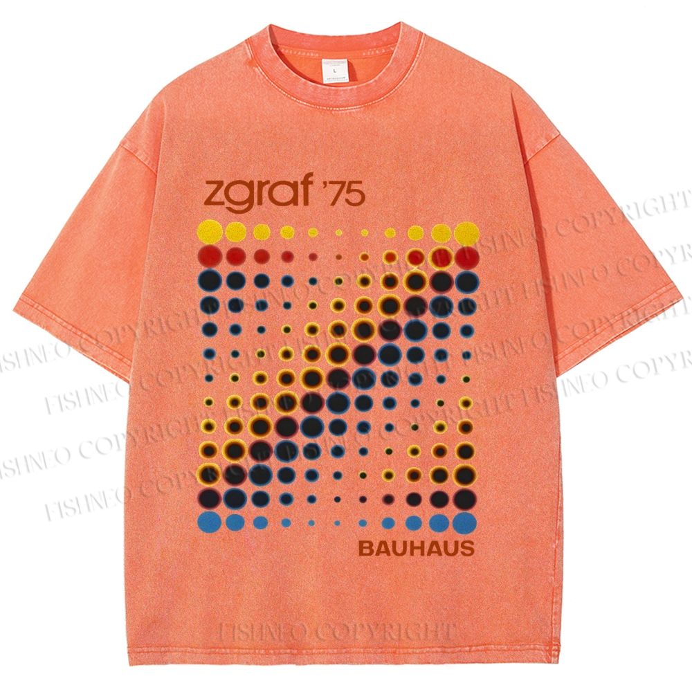 Unisex Bauhaus Design Printed Washed Tee