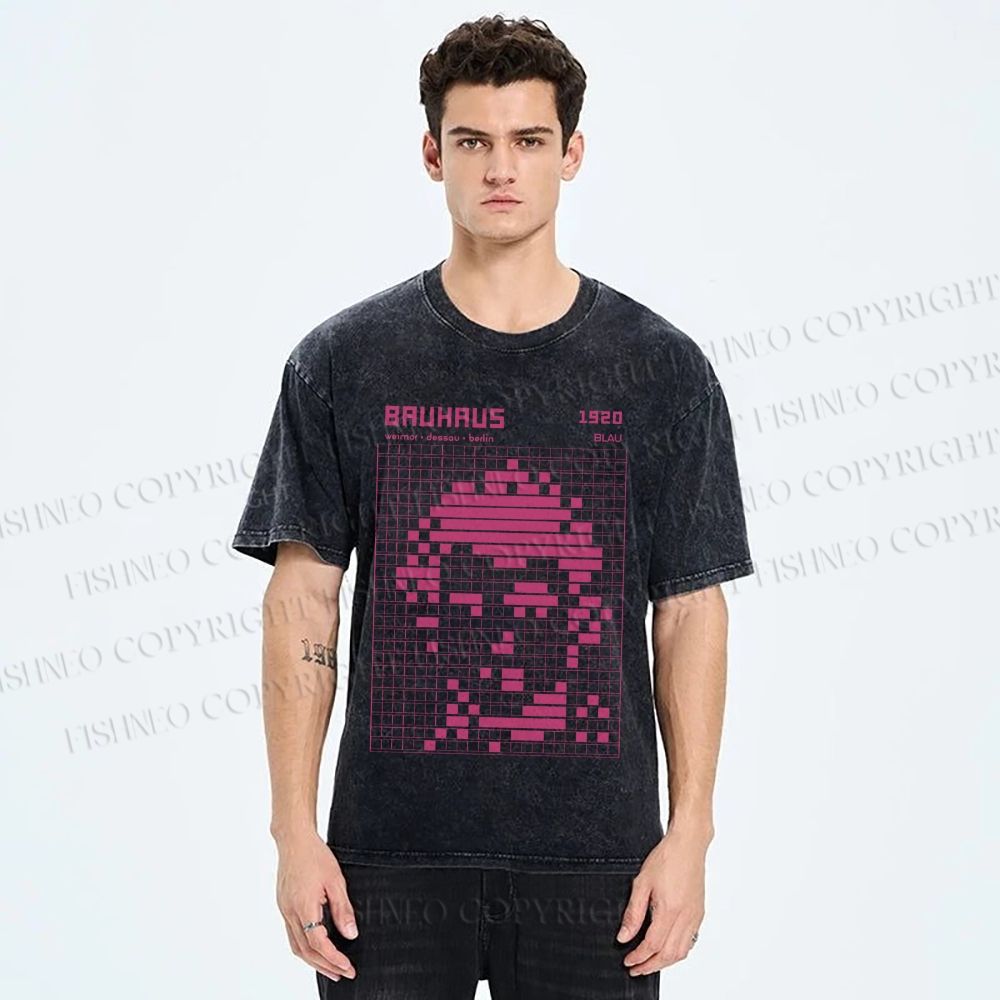 Unisex Bauhaus Man Design Printed Washed Tee