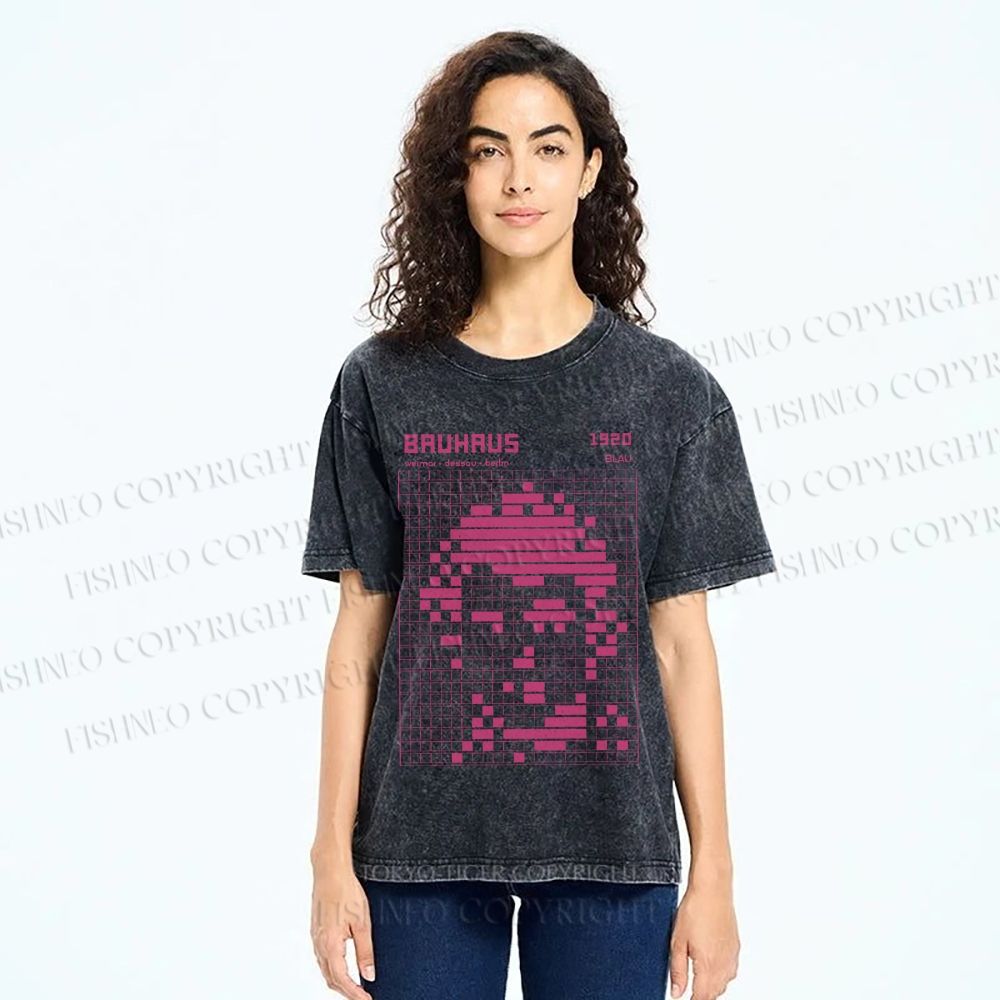 Unisex Bauhaus Man Design Printed Washed Tee