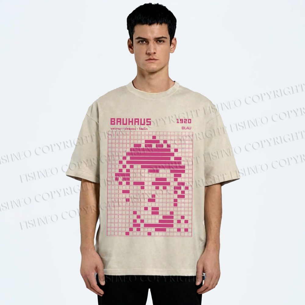 Unisex Bauhaus Man Design Printed Washed Tee