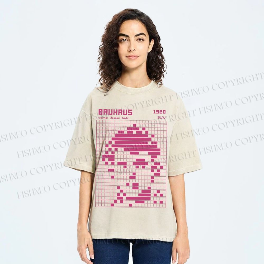 Unisex Bauhaus Man Design Printed Washed Tee