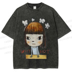 Unisex Japanese Art Yoshitomo Nara Why Not Printed Washed Tee