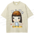 Unisex Japanese Art Yoshitomo Nara Why Not Printed Washed Tee
