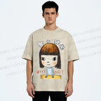 Unisex Japanese Art Yoshitomo Nara Why Not Printed Washed Tee