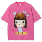 Unisex Japanese Art Yoshitomo Nara Why Not Printed Washed Tee