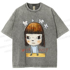 Unisex Japanese Art Yoshitomo Nara Why Not Printed Washed Tee