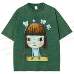Unisex Japanese Art Yoshitomo Nara Why Not Printed Washed Tee