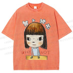 Unisex Japanese Art Yoshitomo Nara Why Not Printed Washed Tee