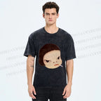 Unisex Japanese Art Yoshitomo Nara Printed Washed Tee