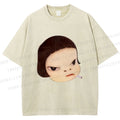 Unisex Japanese Art Yoshitomo Nara Printed Washed Tee