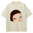 Unisex Japanese Art Yoshitomo Nara Printed Washed Tee
