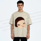 Unisex Japanese Art Yoshitomo Nara Printed Washed Tee