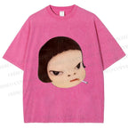 Unisex Japanese Art Yoshitomo Nara Printed Washed Tee