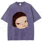 Unisex Japanese Art Yoshitomo Nara Printed Washed Tee