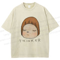 Unisex Japanese Art Yoshitomo Nara Thinker Printed Washed Tee