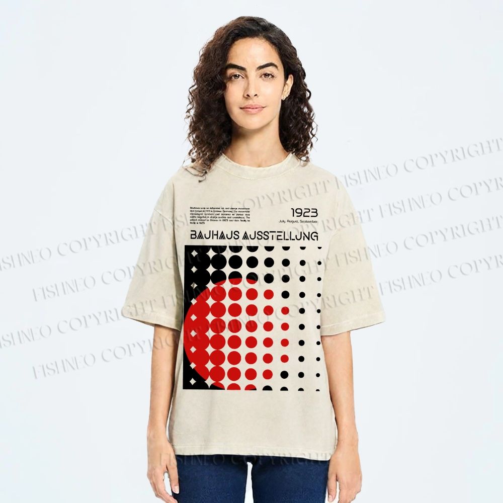 Unisex Bauhaus Design Printed Washed Tee