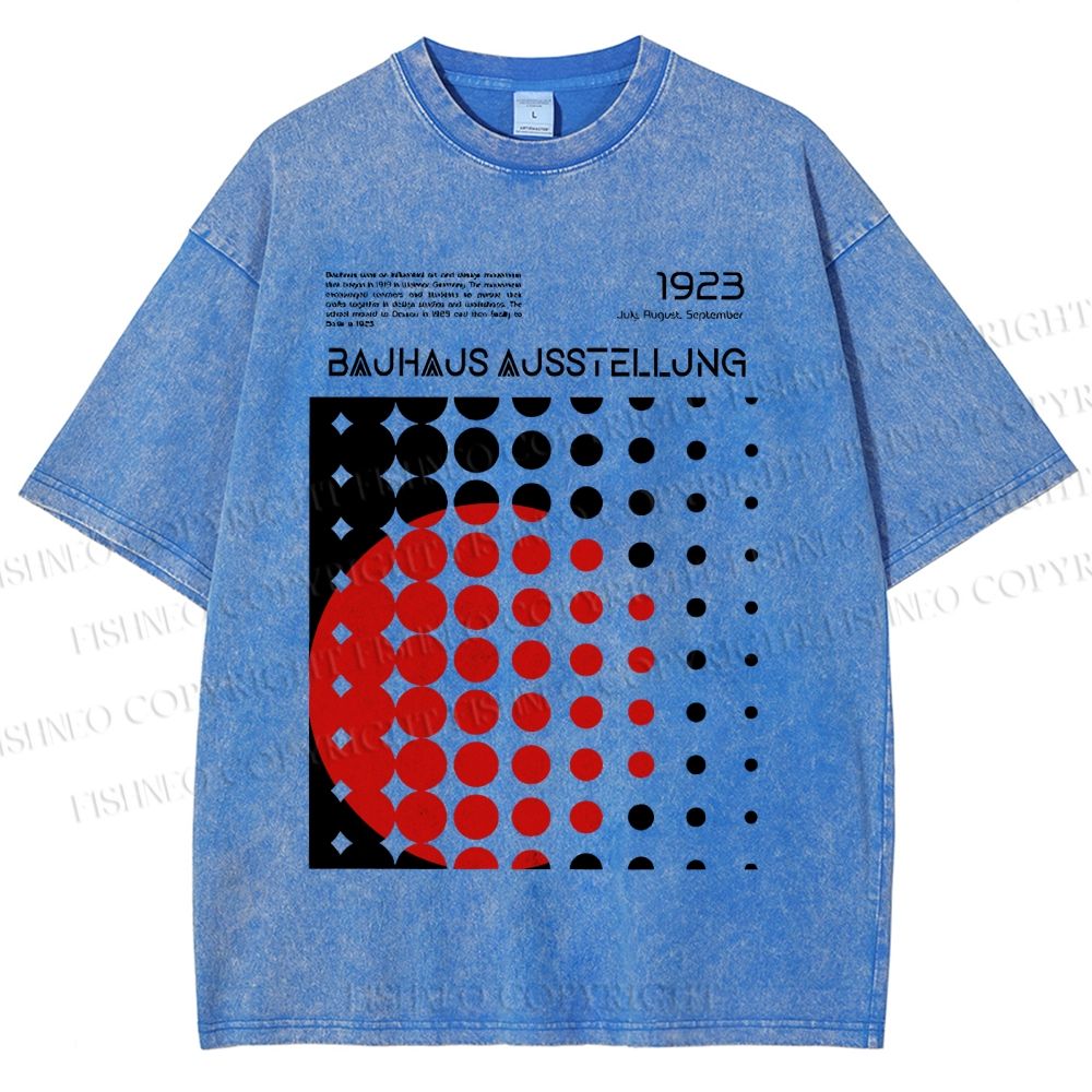 Unisex Bauhaus Design Printed Washed Tee