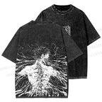 Unisex Japanese Titan Anime Printed Washed Tee
