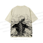 Unisex Japanese Titan Anime Printed Washed Tee