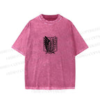 Unisex Japanese Titan Anime Printed Washed Tee