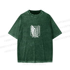 Unisex Japanese Titan Anime Printed Washed Tee