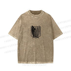 Unisex Japanese Titan Anime Printed Washed Tee