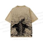Unisex Japanese Titan Anime Printed Washed Tee