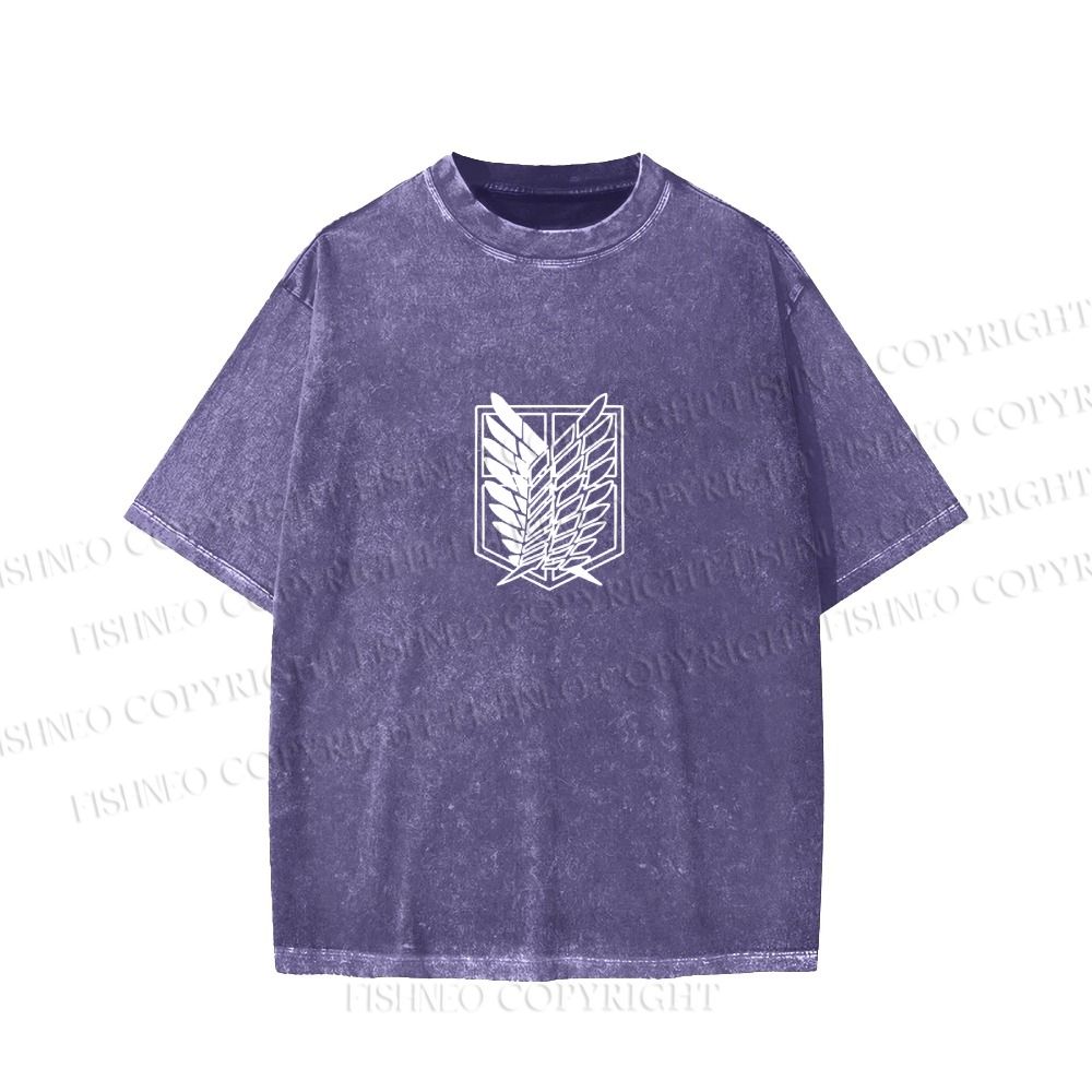 Unisex Japanese Titan Anime Printed Washed Tee