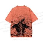 Unisex Japanese Titan Anime Printed Washed Tee