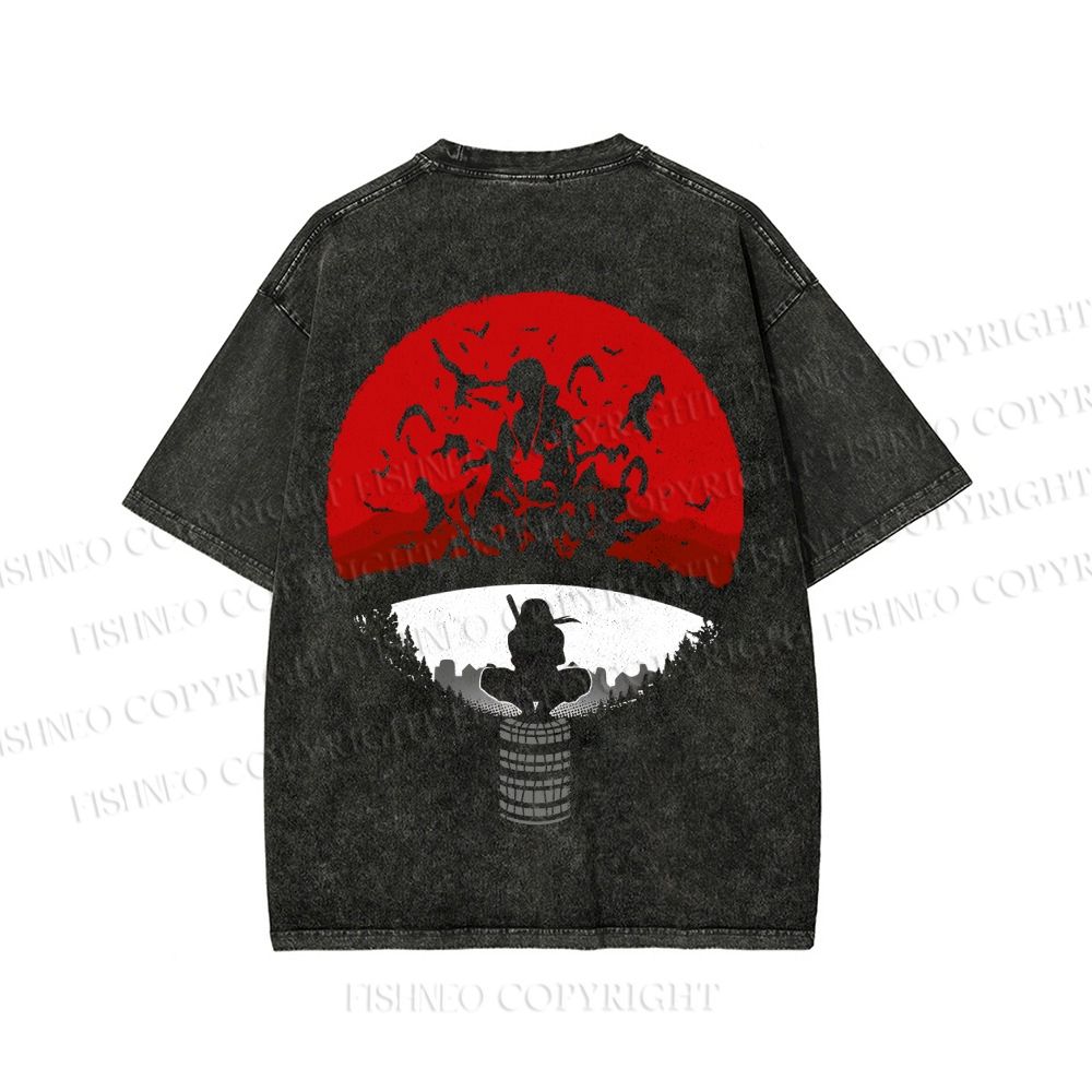 Unisex Japanese Anime Printed Washed Tee