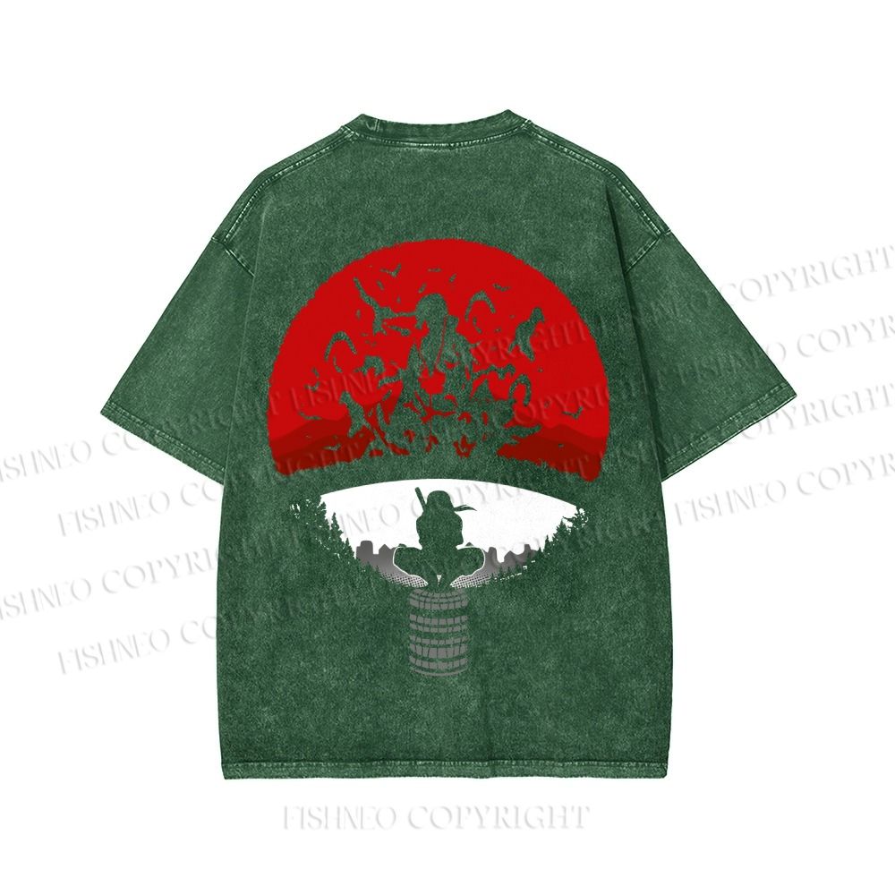Unisex Japanese Anime Printed Washed Tee