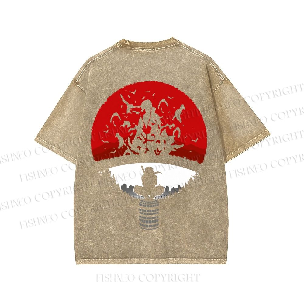 Unisex Japanese Anime Printed Washed Tee