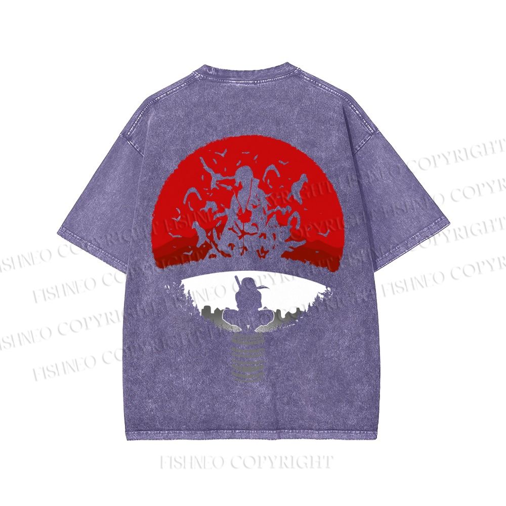 Unisex Japanese Anime Printed Washed Tee