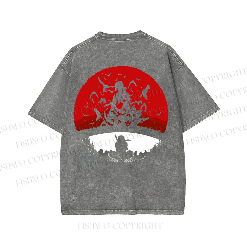 Unisex Japanese Anime Printed Washed Tee