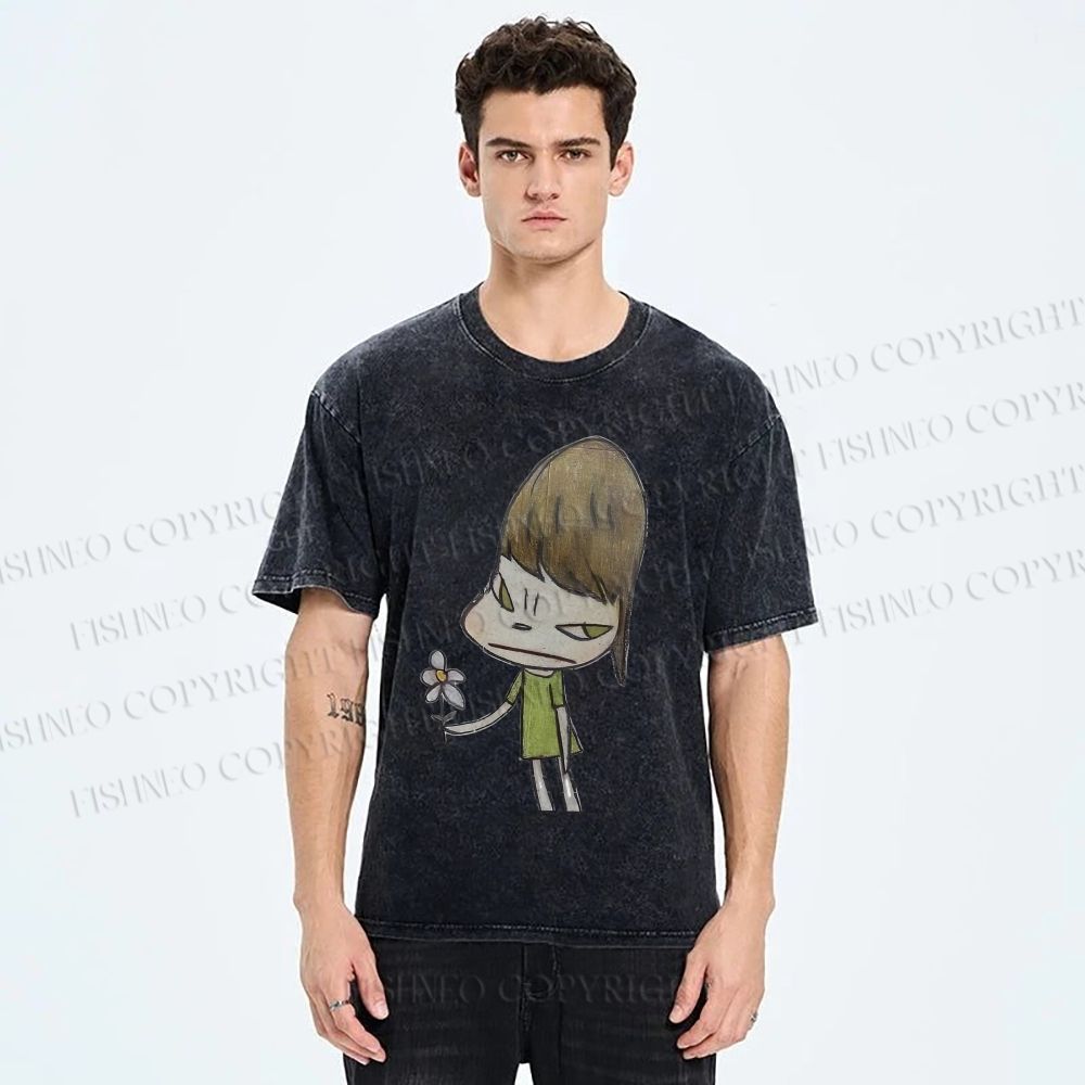 Unisex Yoshitomo Nara Printed Washed Tee