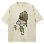 Unisex Yoshitomo Nara Printed Washed Tee